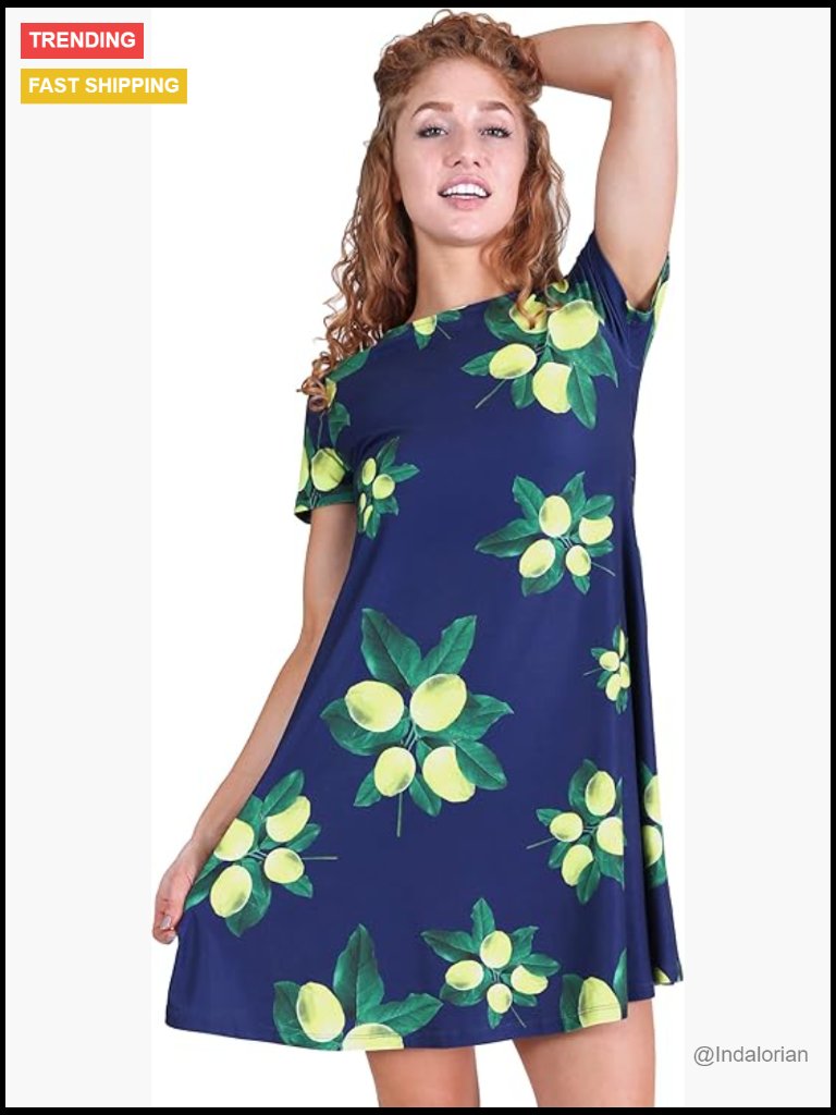 Casual Summer Dress With Pockets Short Sleeve Floral Print